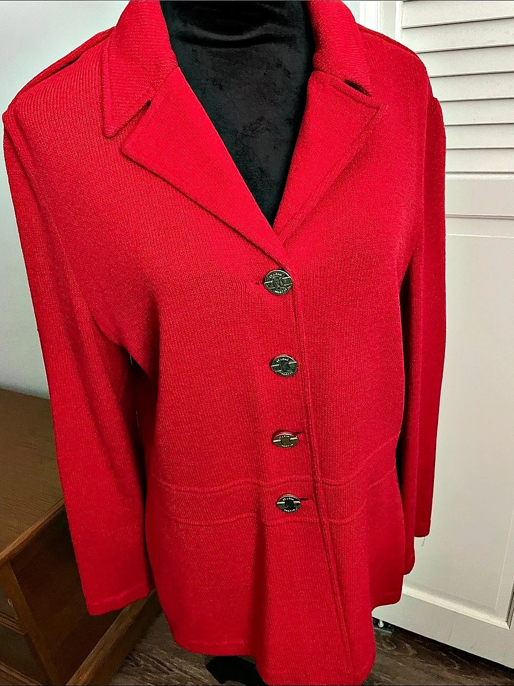 St. John Collection Red Knit Cardigan Size 12 Like New